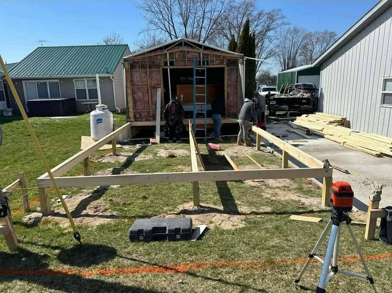 Layout and floor framing for the addition