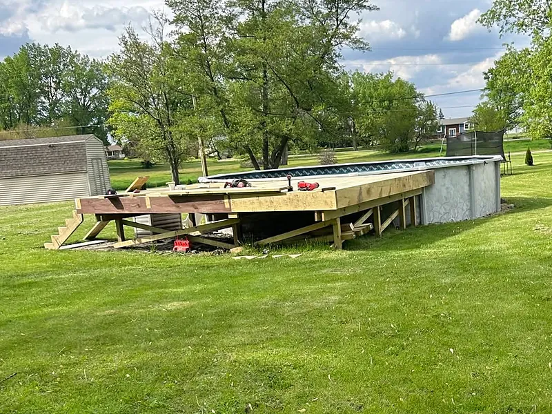 Deck going in around an above-ground pool